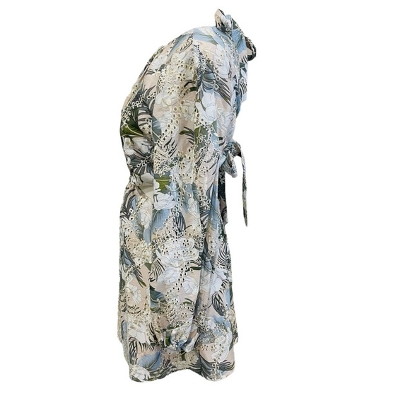 Gianni Bini NWT Tinsley Eyelet Palm Print Long Sleeve Cut-out Dress Moss - Picture 5 of 11